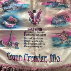 Vintage US Army Satin Fringe Pillow Case