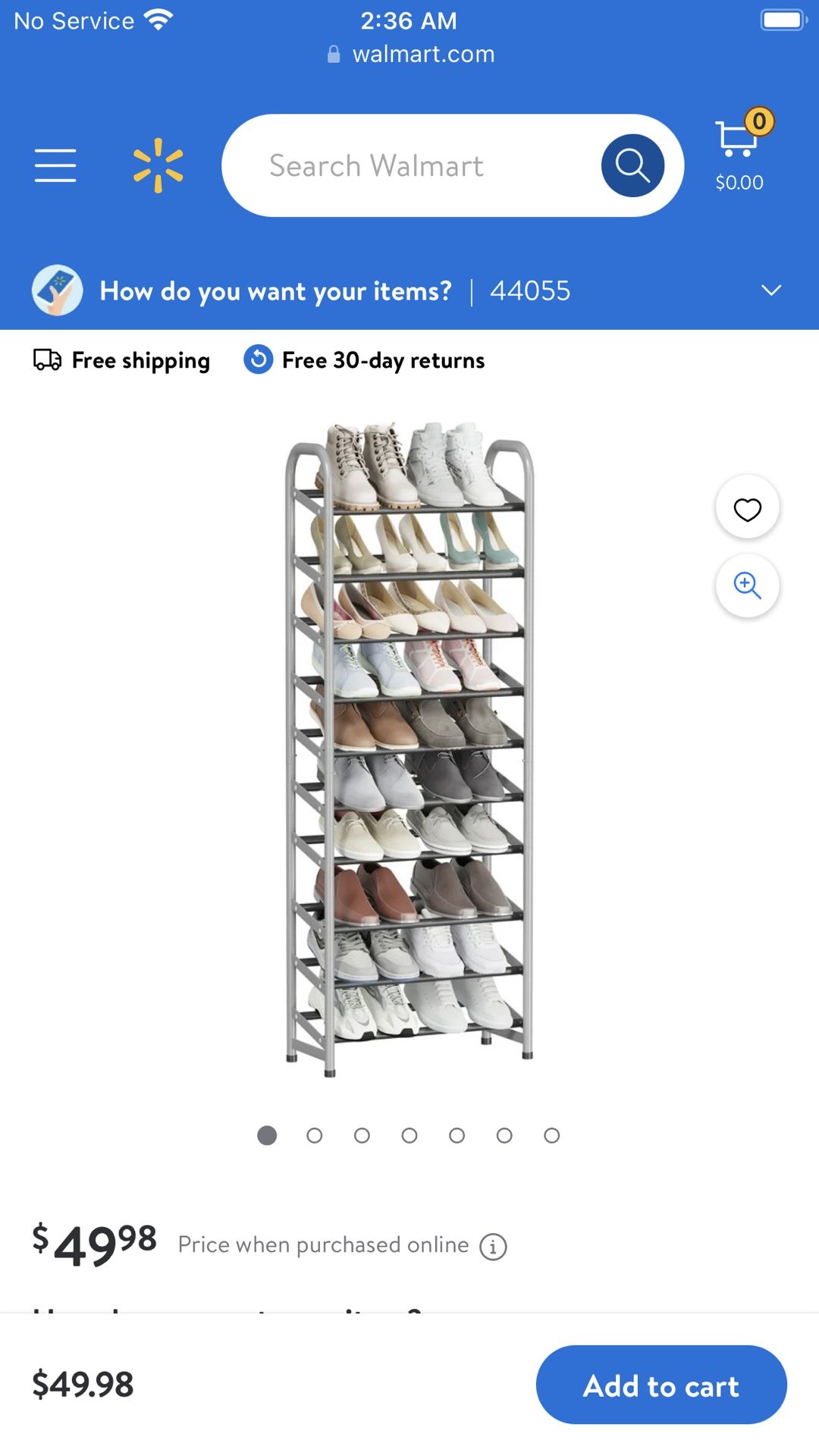 10 Tier Metal Shoe Rack Silver & Dark Gray