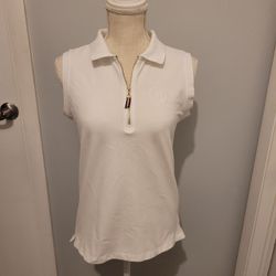 Tommy Hilfiger Women's White T-shirt Top Sleeveless Size S 100 Cotton