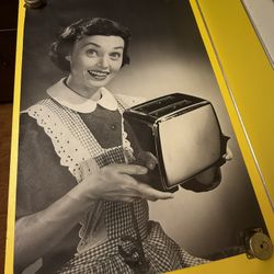 Mcm 1950S Photo Poster Studio Shot Of A Woman Holding A Toaster