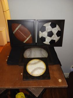 Set Of 4 Metal Sports Signs/ Wall Decor