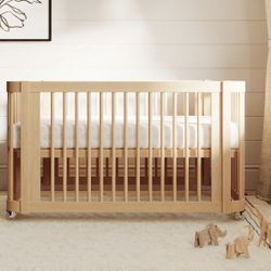 Nestig Wave Crib (Natural Wood) + Toddler Bed Conversion + Naturepedic Mattress & More — $375 OBO