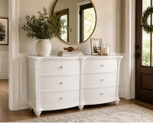 White 6-Drawer Dresser with Crystal Knobs