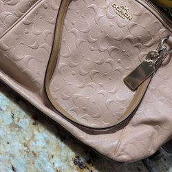 Coach Ava Tote in nude pink signature embossed leather