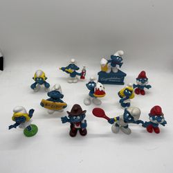Peyo Smurf Lot Of 11 Vintage Mixed Figures Schleich 60s 70s 80s