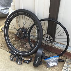 Pedego  Rear hub motor, front wheel , seat and Kickstand.