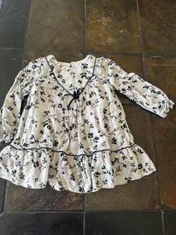 Zara Oatmeal Black Floral Long Sleeve Dress 18-24 Months