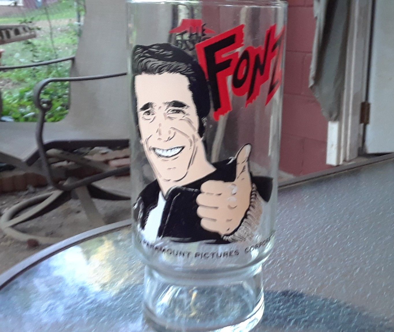 Vintage 70s The Fonz Happy Days Collection Dr Pepper 16oz Drink Glass Tumbler