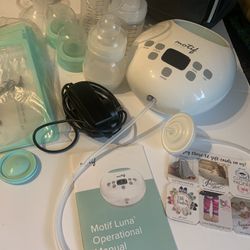 Motif  Breast Pump With Bag Handbook Included  Pump Cups And Bottles 