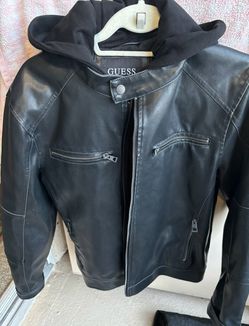 Guess faux leather men’s hooded jacket