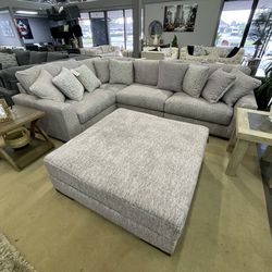 Regent Park Pewter 4pc Corner Sectional w/ Ottoman👉 Delivery, Financing, Online Shopping,Ashley Collection,BrandNew