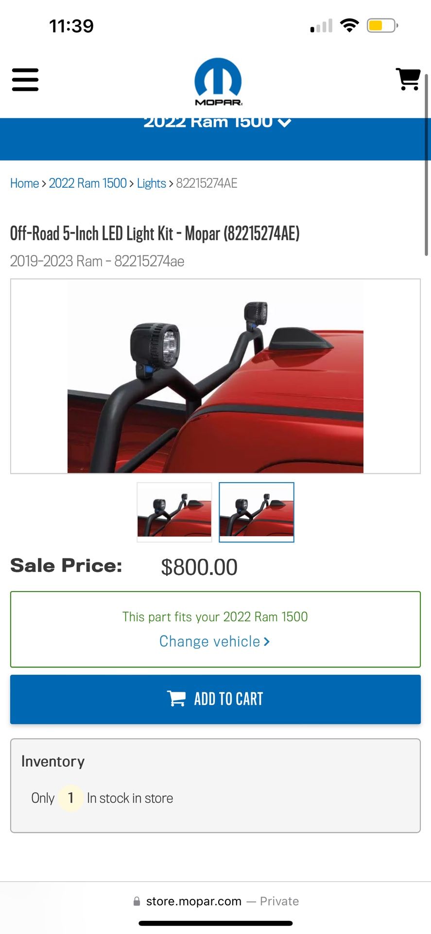 RAM Mopar Off Road POD Lights 