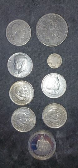 Morgan, Barber Half, Barber Dime, 4 commemorative halves,  1966 Kennedy half- Rare Collectible