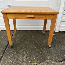 Wooden Desk On Casters