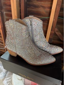 Azalea Wang Sparkle Diamond Jewel Booties Boots