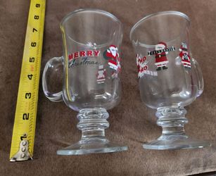 Christmas Santa Irish Coffee Glass Mugs Set of 2