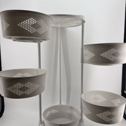 Honrane 5-Tier Rotating Kitchen Storage Rack White | Fruit Vegetable Basket Cart