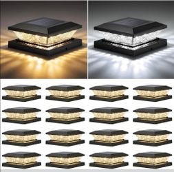 Black 16 pack 4x4 Solar Post Cap Lights Outdoor  Waterproof Solar Fence Light for Wooden/Vinyl Post 2 Color