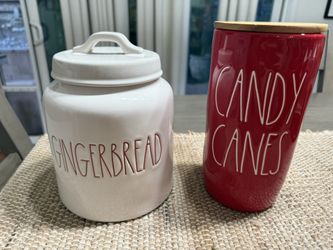 Rae Dunn Gingerbread And Candy Canes Christmas Canisters