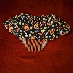 NWT KIDS BABIES GIRLS TRICK OR TREAT BLOOMER SKIRT ORANGE SIZE 0-6 MONTHS 