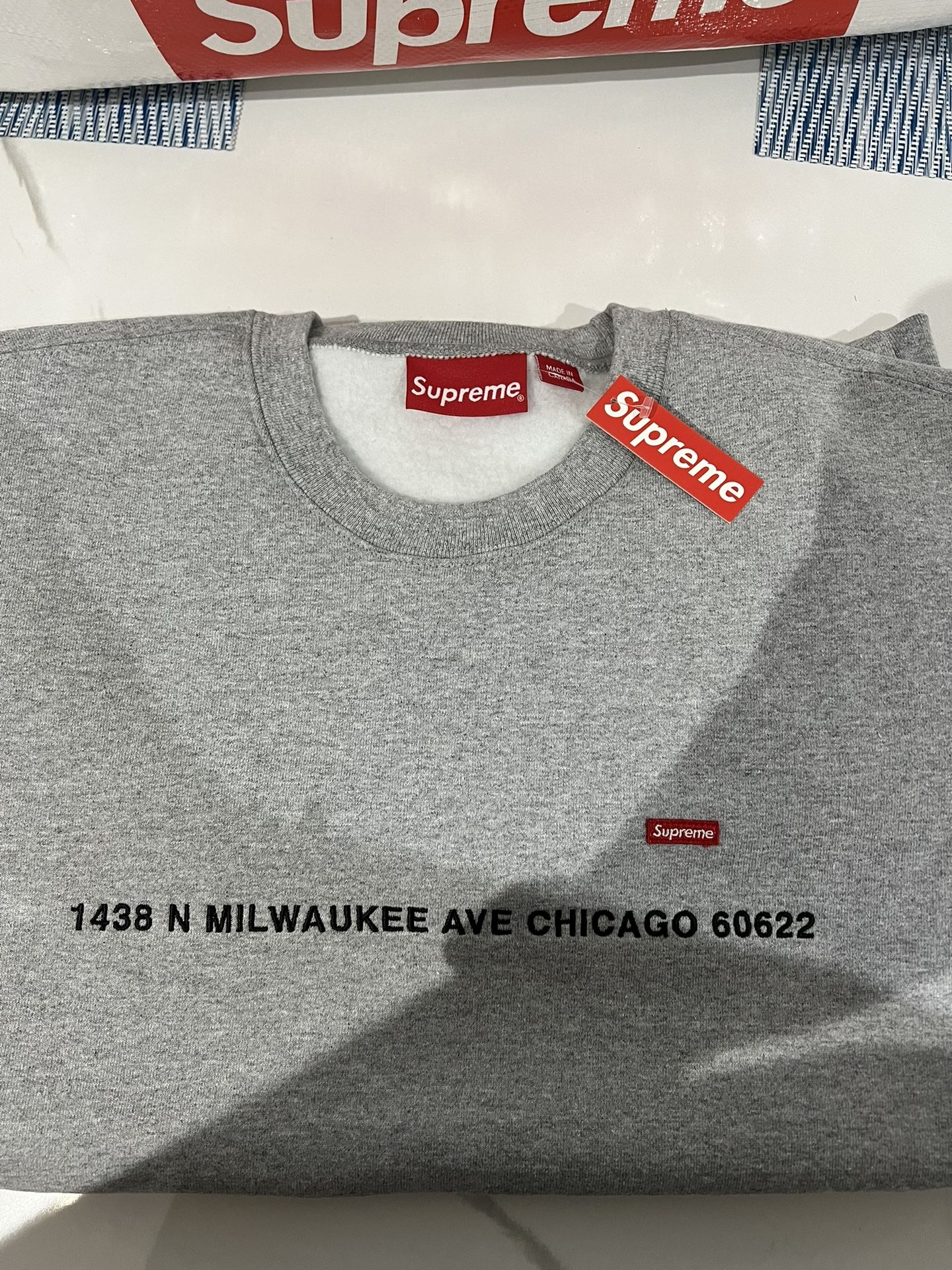 Supreme Small Box Crewneck (Chicago Shop Exclusive) Heather Grey Size Medium