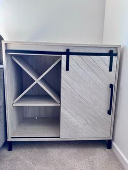 Modern Farmhouse Bar Cabinet with Sliding Barn Door (Pickup Only)