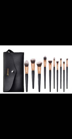 10pcs makeup brush set with cosmetic bag