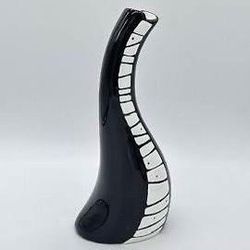 Elephant Trunk Ceramic Black White Bud Vase Modern Decor Accent