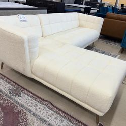 White Left Chaise Boucle Sectional