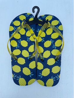 New 24cm lemon patterned women's flip-flops