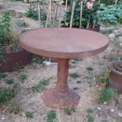 Brunswick Balke Collander Co Antique Round Metal Pedestal Table 