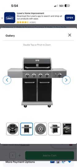 Kenmore Black/Stainless Steel 4 -Burner Liquid Propane Gas Grill 1 -Side Burner