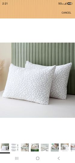 New BPC Premium Rayon Derived from Bamboo Firm Pillows Queen Size Set of 2 - Hypoallergenic Shredded Memory Foam Pillows with Removable Cover Bed Pill