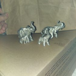 Elephant Pewter/stone Figures 