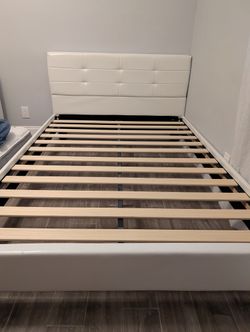 White full size bedframe and headboard