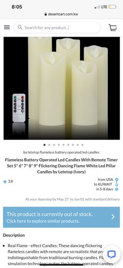 5 piece Flameless Battery Operated LED Candles with Remote timer