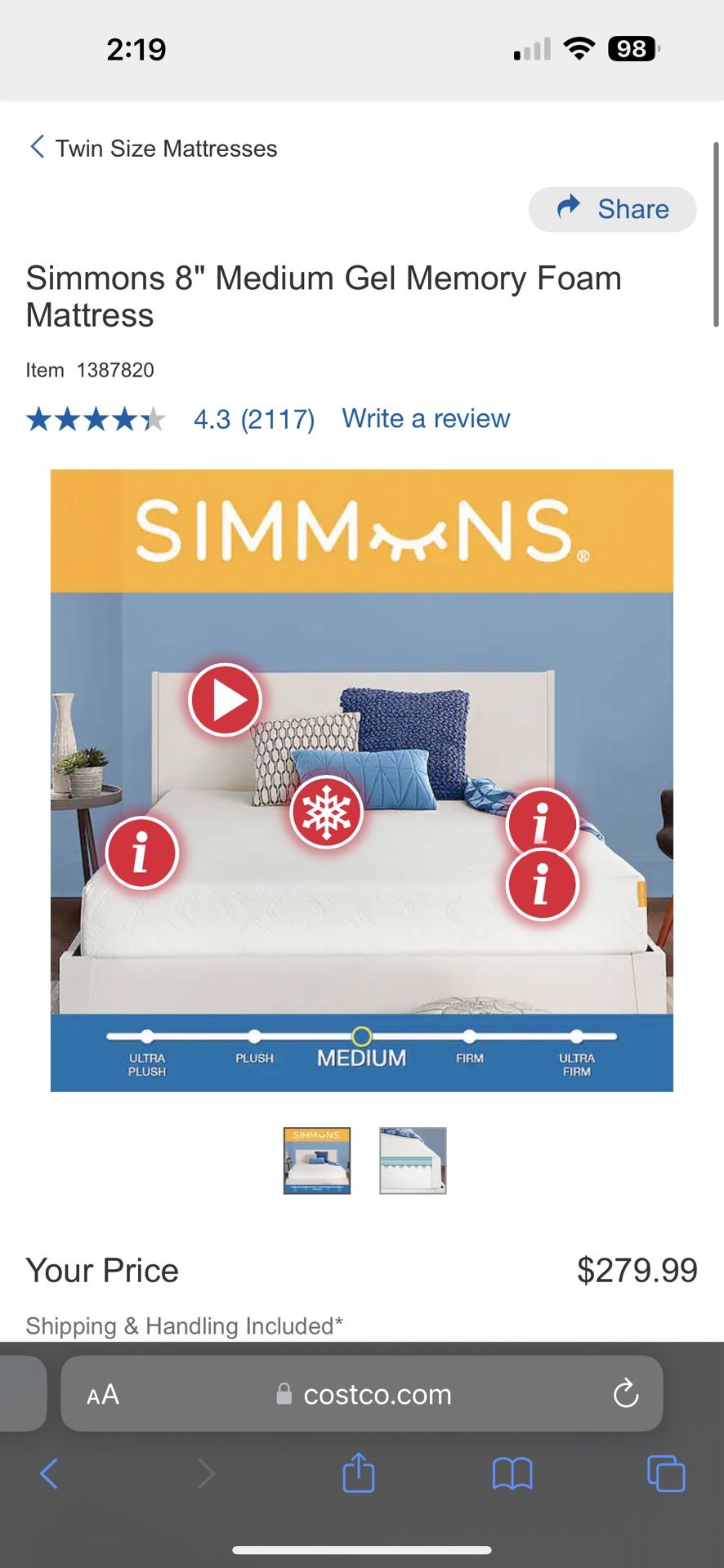 Full 8 Simmons Costco Cover