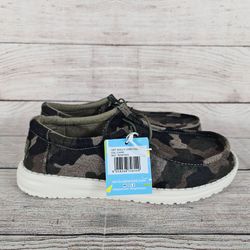 Hey Dude Wally Linen Camouflage Youth Slip On Shoes US Size Y6/L7 NWOB