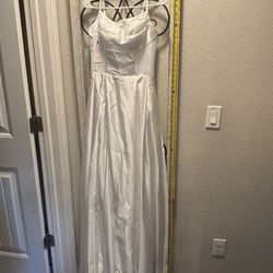 New Satin White Dress With Slit