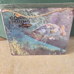 Base Pro Shop Gone Fishing Metal Sign By Johnny Morris 