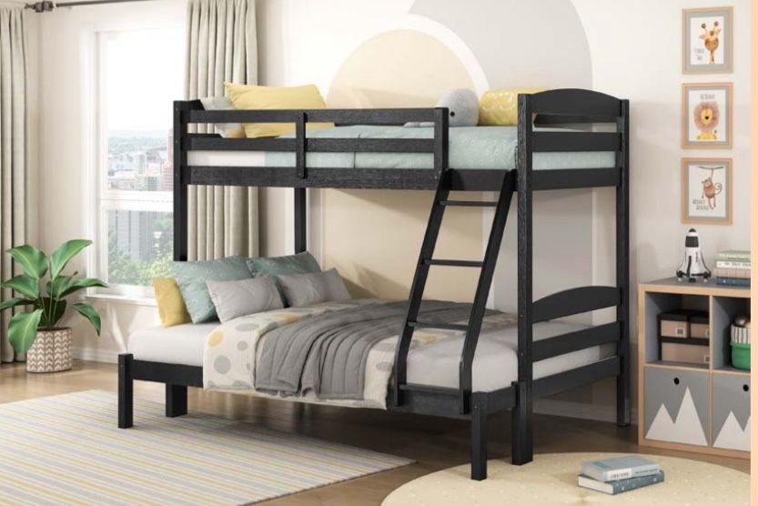 Bunk Bed Full/Twin Black With Mattress  🔥🚛🥳😊