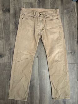 Levi's 505 Jeans Men's 34x30 Khaki Tan Straight Leg Casual Pants Distressed