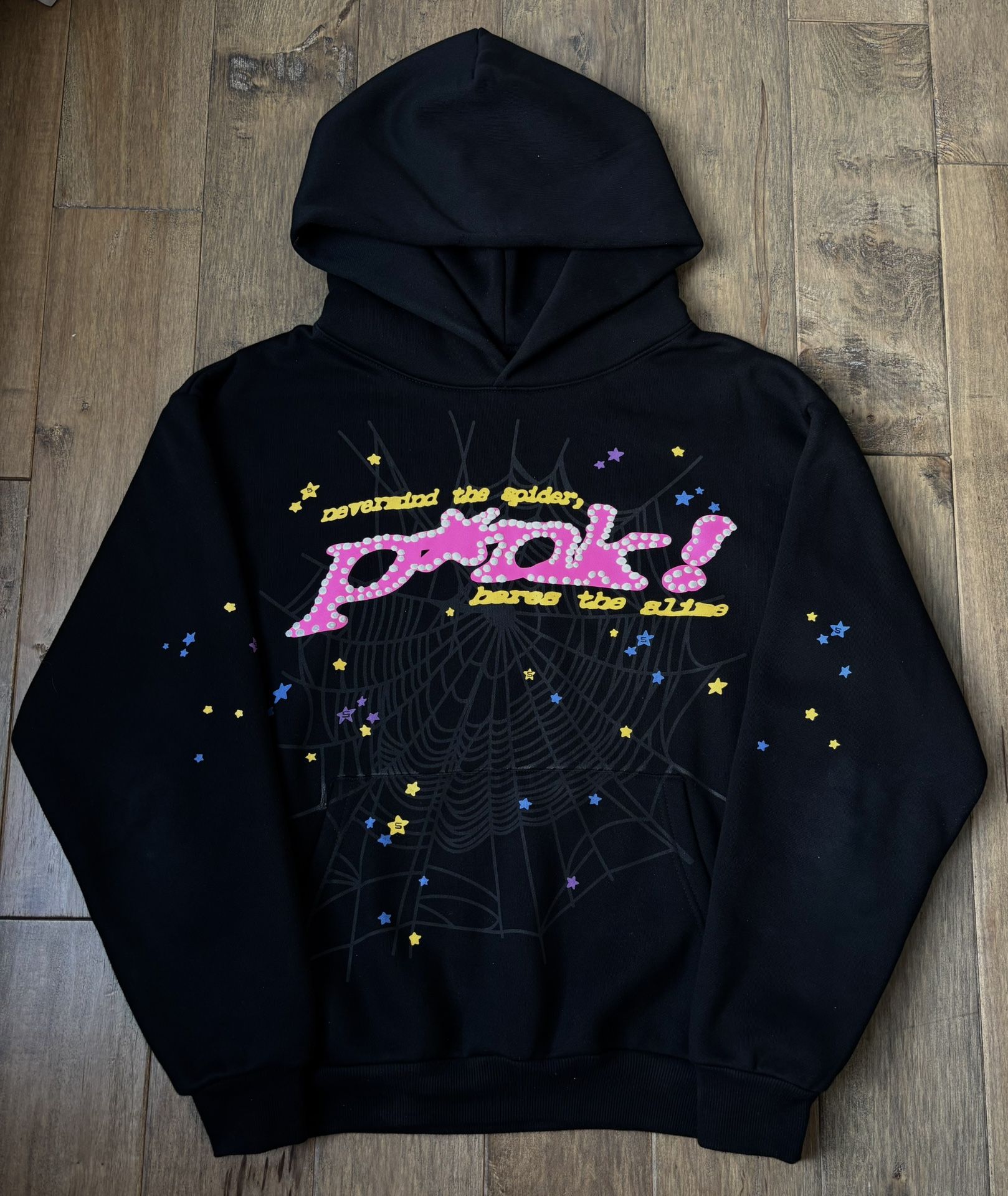 Sp5der “Pink” Hoodie (Black) - Size Medium