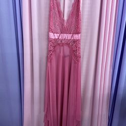 Sexy Pink Lace Satin Dress Lingerie Drag Queen Show Costume Dress 