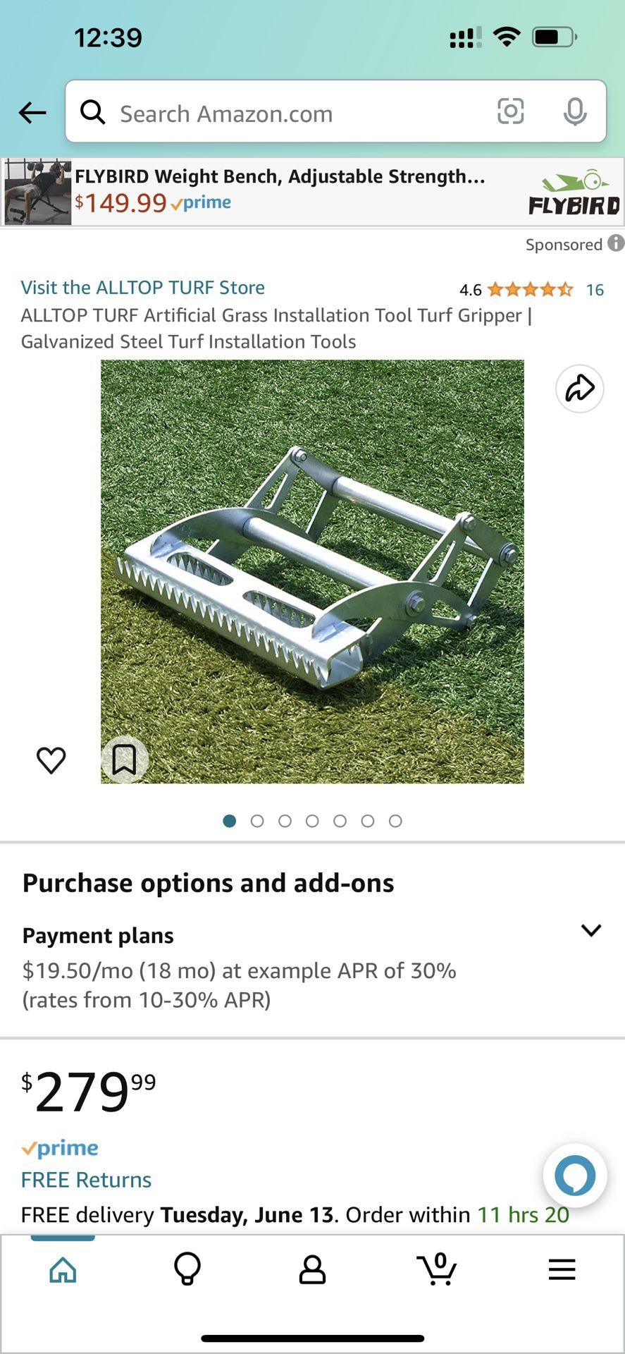 ALLTOP TURF Artificial Grass Installation Tool Turf Gripper | Galvanized Steel Turf Installation Tools