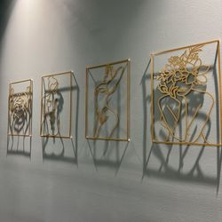 Wall Art Gold-Metal 4 Pcs Woman 