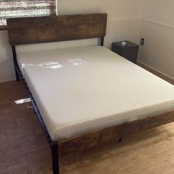 queen size matress and bed frame like new literally slept on once 
