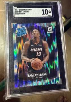 2017 Donruss Optic Blue Velocity Shock Prizm #187 Bam Adebayo RC SGC 10 Rookie card . Beautiful eye appeal. This would be a PSA 10 Miami Heat