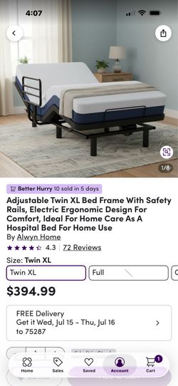 Adjustable Twin XL bed frame with Sealy 10 inch foam mattress