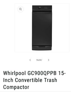 Whirlpool Black, Convertible, Trash Compactor